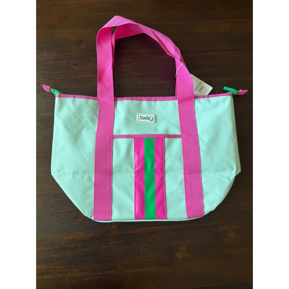 Swig Life Insulated Cooler Tote Bag Mint Pink Green Beach Picnic Zippered